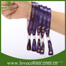 Polyester benutzerdefinierte Druck-Logo Gleitschloss Armbänder für Konzert